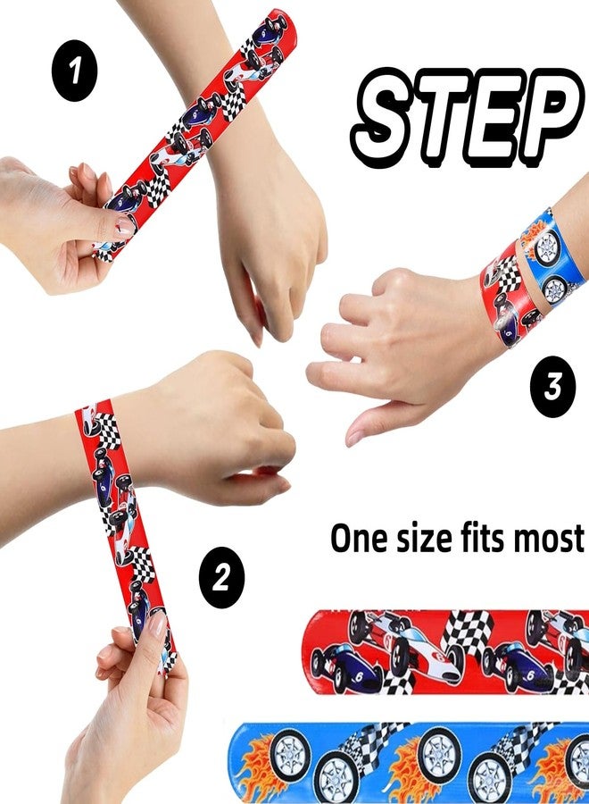 YANMIN 60pcs Hot Race Car Party Favors Kids Bulk Slap Bracelets with Race Cars Theme Goodie Bags Stuffers for Birthday Christmas Halloween Party, Treasure Box Toys for Classroom Prizes - Image 3